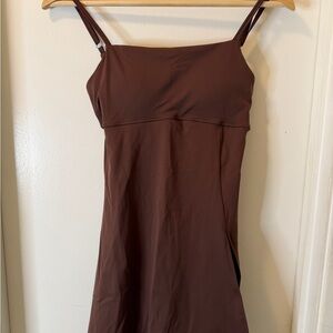 Brown Adjustable Strap Athletic Romper Dress